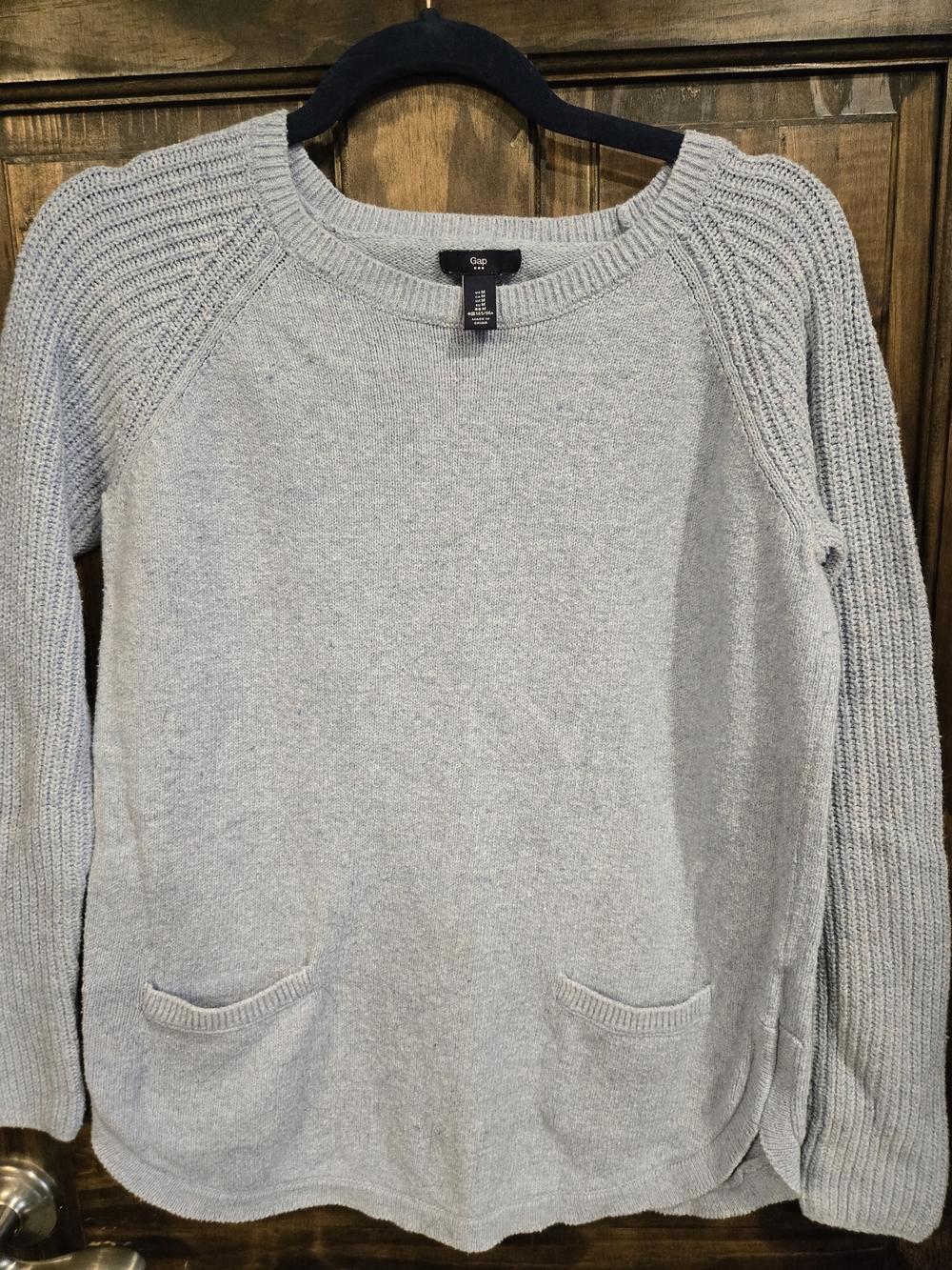 GAP Light Blue Crewneck Sweater with Front Pockets
